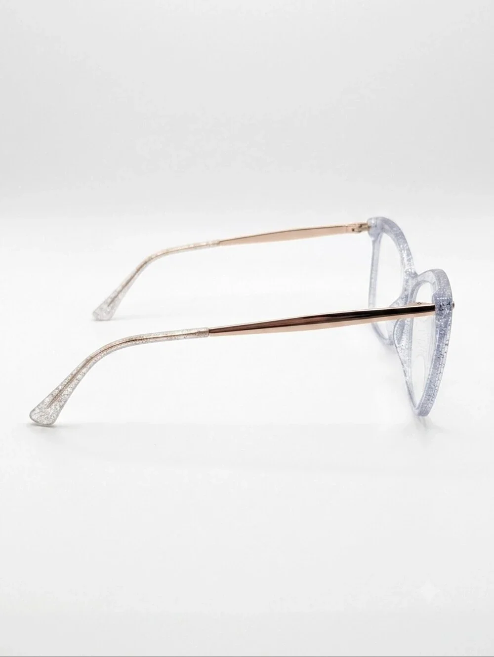 Zeelool Isaebella Clear Silver Glitter Butterfly Frame Glasses w/ Gold Arms